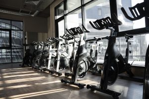 Indoor cycling room at Surya Gym Bali for personal training sessions